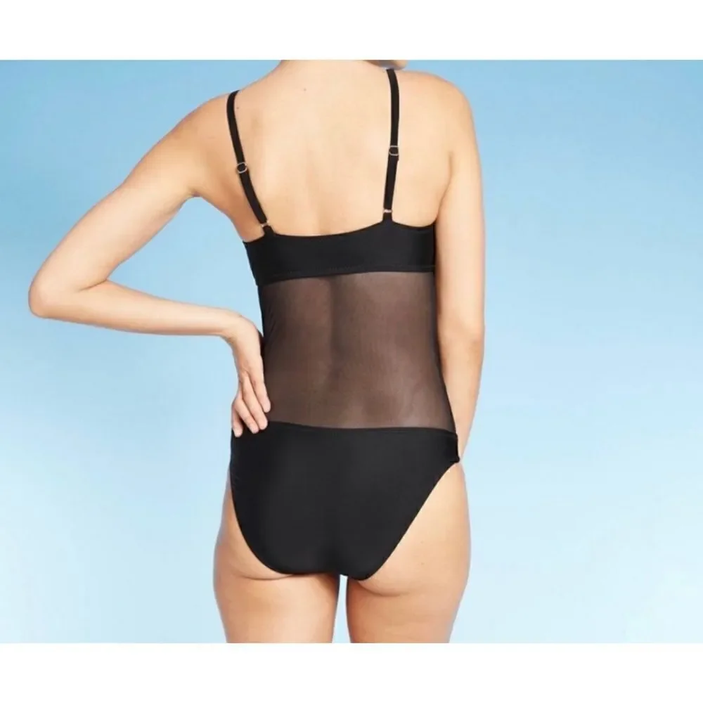 Shade and Shore One Piece Swimsuit Black Small Long